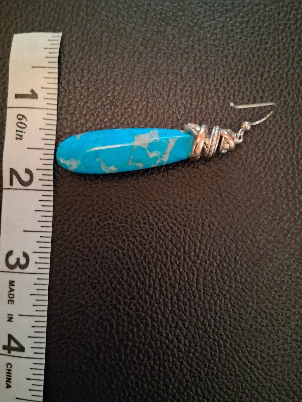 Single Turquoise Colored Drop Earring - Picture 3 of 5